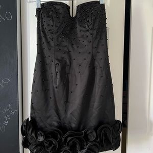 80’s vintage antique black pearl ruffle party dress